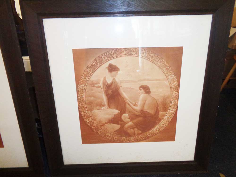 Large Antique Pair Of Pre-Raphaelite Prints In Victorian Frames - Image 3