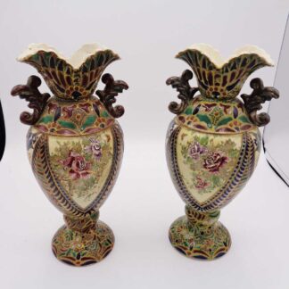Antique Japanese Satsuma Moriage Vases