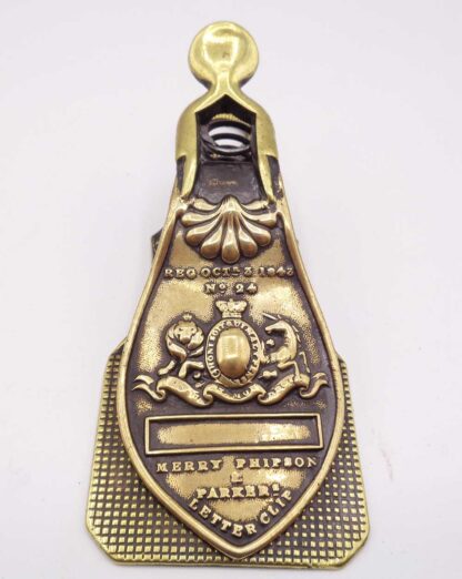 Victorian Brass Letter Clip with Royal Crest