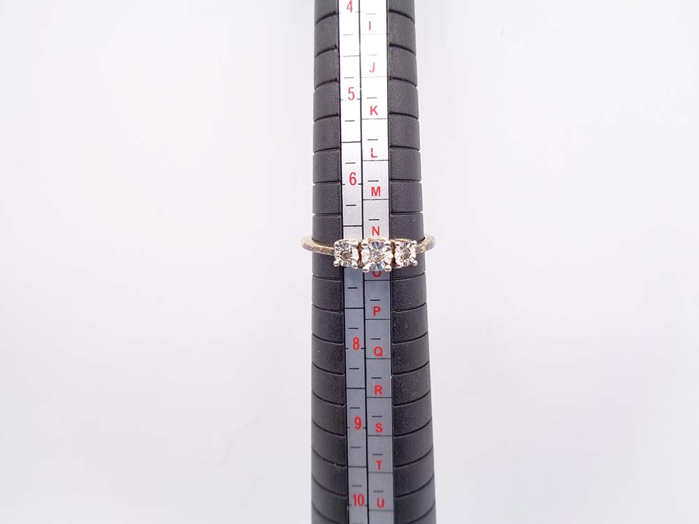 Vintage Triple Diamond Gold Coated Silver Ring - Image 2