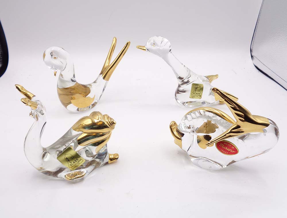 Rare Collection Of Murano 24ct Gold Leaf Glass Animals
