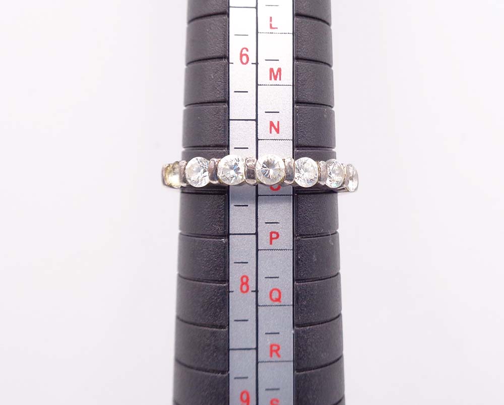 Vintage 925 Silver Eternity Ring With Glistening White Stones - Image 2