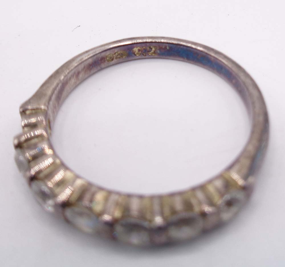 Vintage 925 Silver Eternity Ring With Glistening White Stones - Image 3