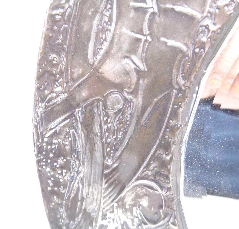 Arts & Crafts Circular Bevelled Mirror Worked In A White Metal Frame - Image 2