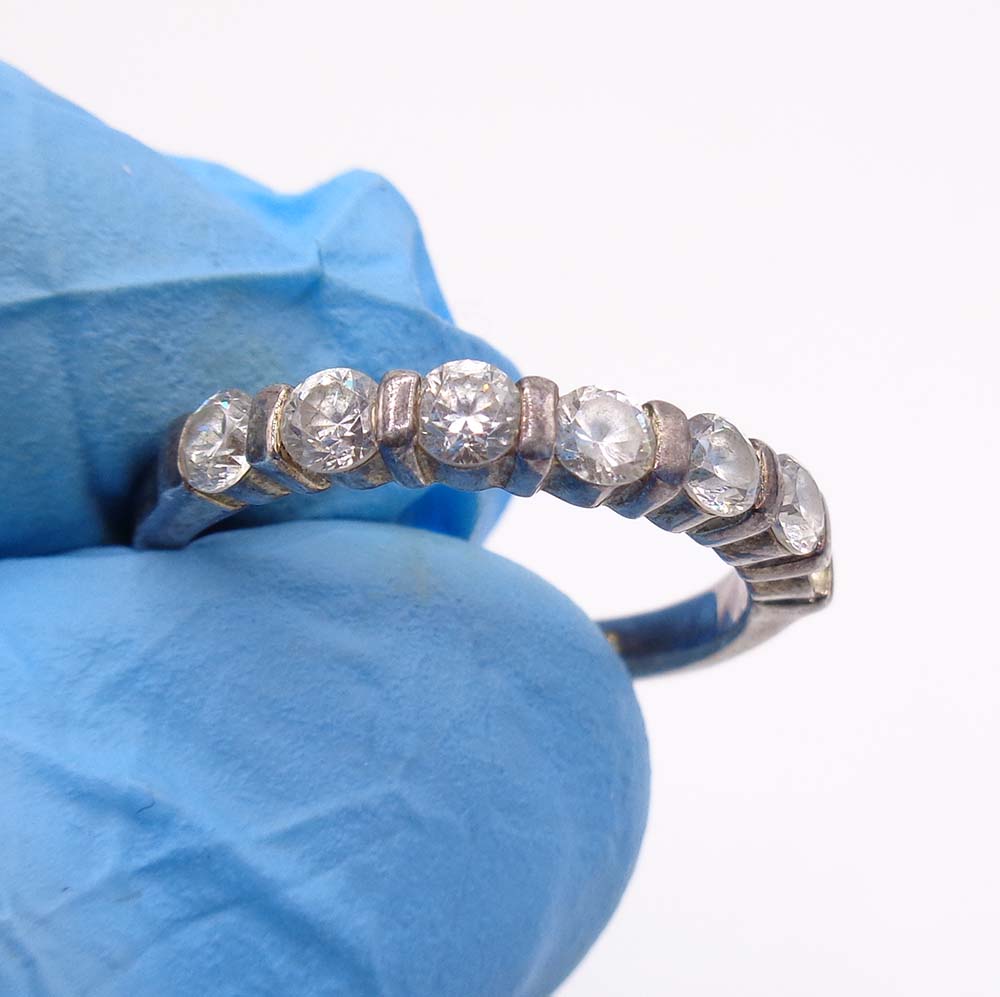 Vintage 925 Silver Eternity Ring With Glistening White Stones - Image 4
