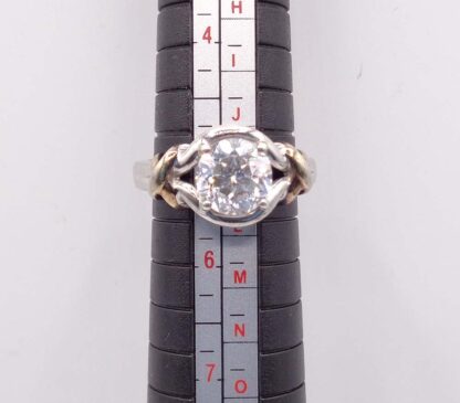 Heavy Vintage 925 Silver Dress Ring With Glistening White Stone