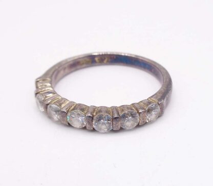 Vintage 925 Silver Eternity Ring With Glistening White Stones
