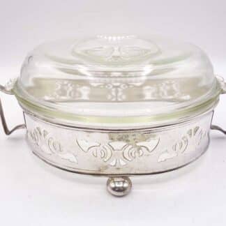 Vintage Silver-Plated Mains Pheonic Pyrex Serving Dish