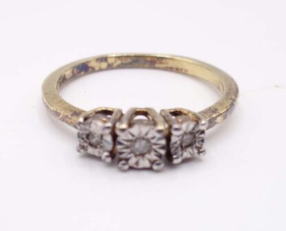 Vintage Triple Diamond Gold Coated Silver Ring