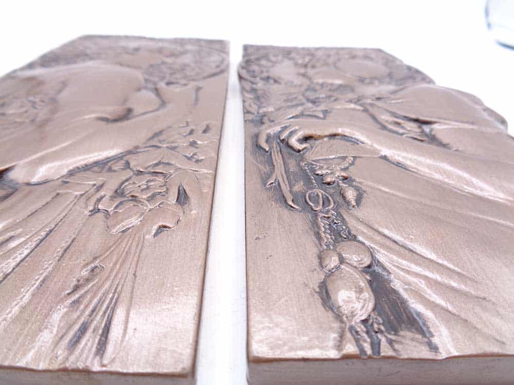 Pair Plaster Bronzed Art Nouveau Style Wall Plaques - Image 2