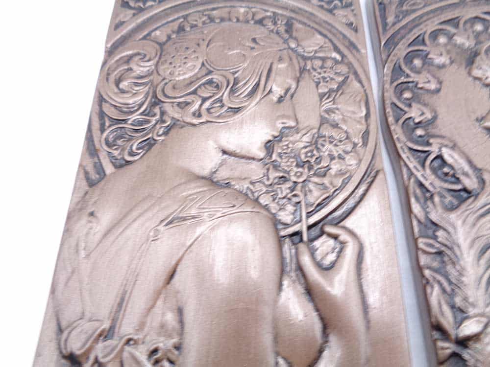 Pair Plaster Bronzed Art Nouveau Style Wall Plaques - Image 4
