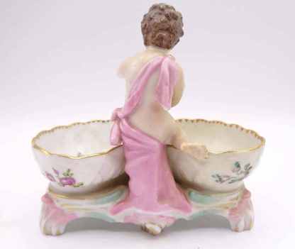 Antique Dresden c1890 Figural Porcelain Double Table Salt - Image 3