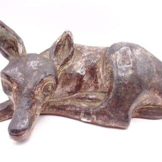 Large Studio Pottery Glazed Clay Fawn Deer