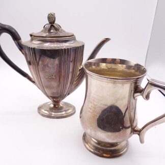 Georgian Style Silver Plated Coffee Pot & EPNS Tankard
