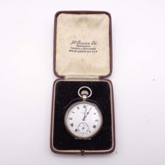 A J.W. Benson Solid-Silver Cased Open Dial Pocket Watch in Benson Case