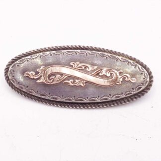 Victorian 1899 Chester Hallmarked Sterling Silver Gold Scroll Detailed Brooch