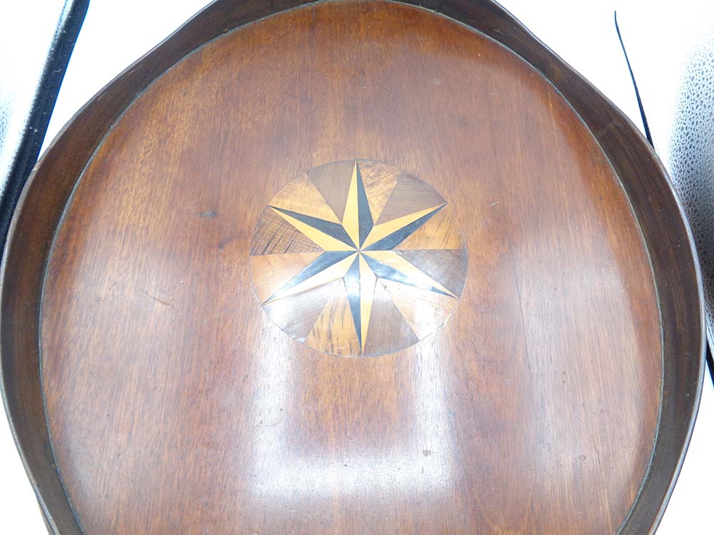 18th Century Georgian Large Oval Galleried & Brass handled Inlaid Tray - Image 3