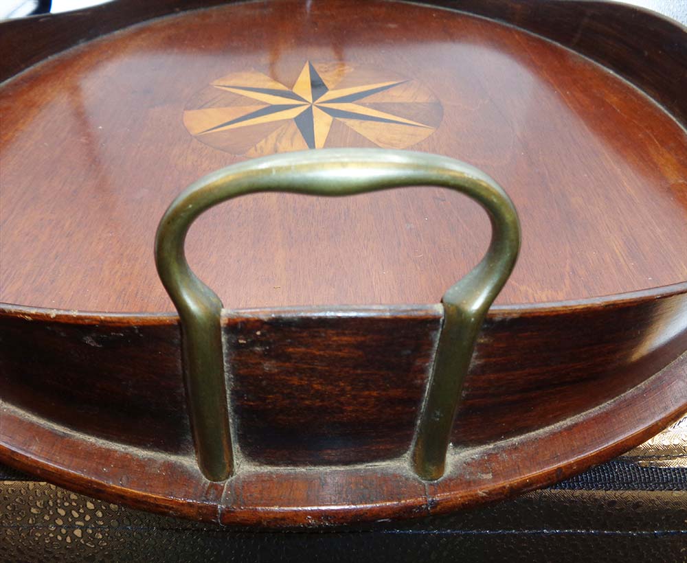18th Century Georgian Large Oval Galleried & Brass handled Inlaid Tray - Image 2