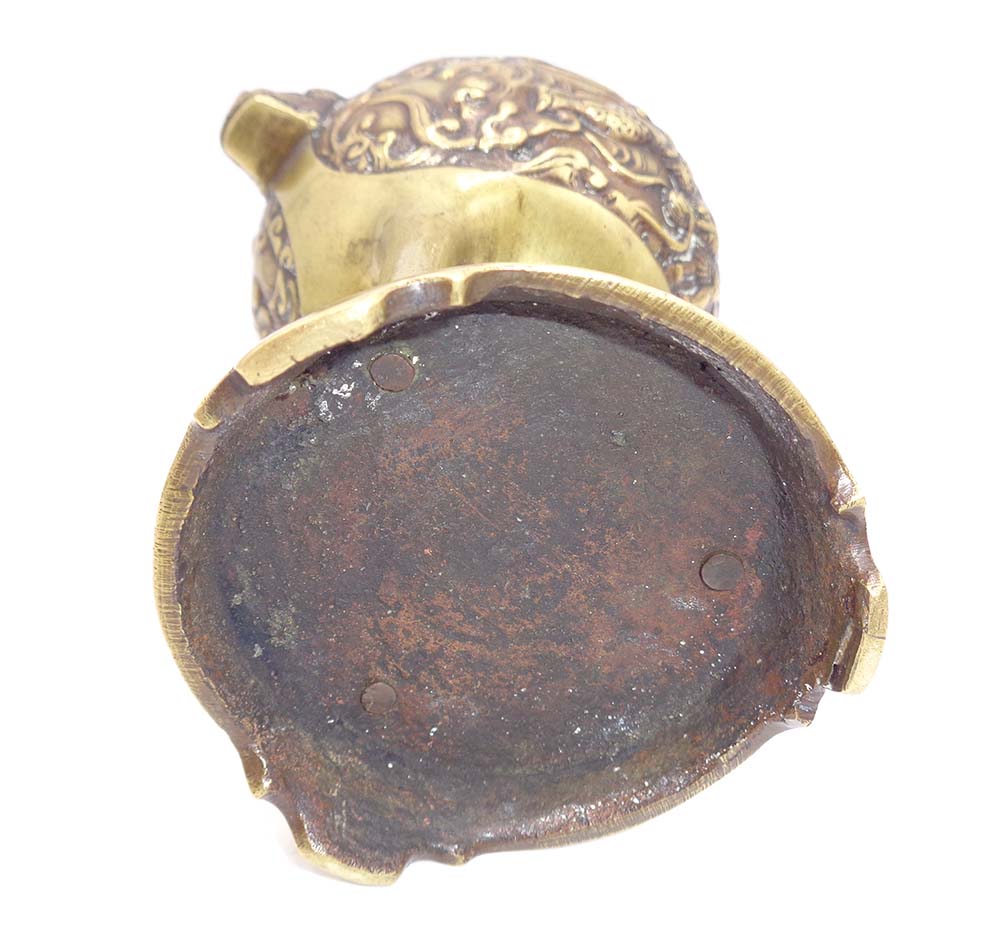 Tall Antique Chinese Bronze Tripod Censer Dragon Design - Image 7