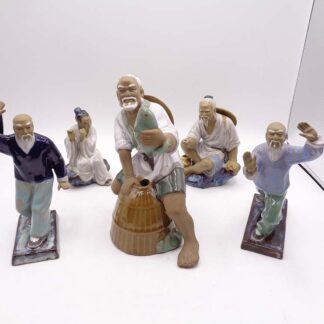 Collection Of Chinese Mud Men Ceramic Figurines