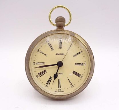 Vintage Large Brass Pocket Watch Style Desk Alarm Clock