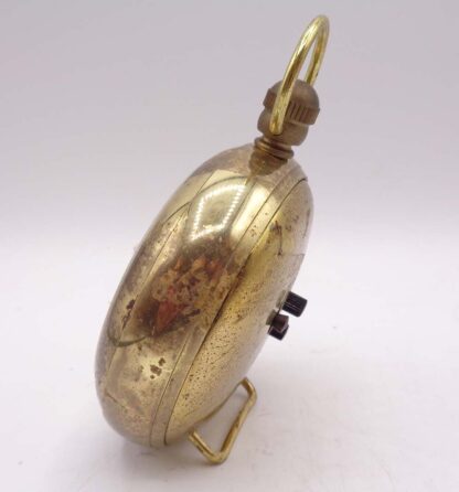 Vintage Large Brass Pocket Watch Style Desk Alarm Clock - Image 2