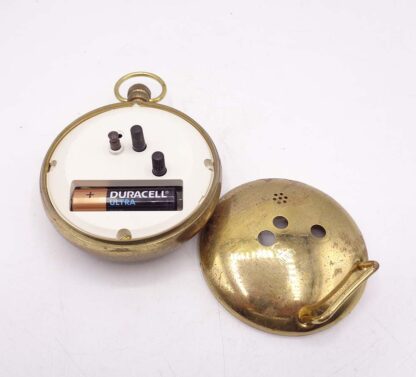 Vintage Large Brass Pocket Watch Style Desk Alarm Clock - Image 4