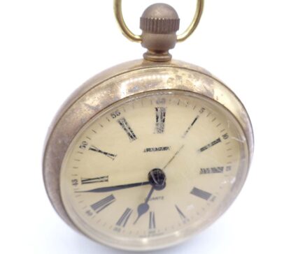 Vintage Large Brass Pocket Watch Style Desk Alarm Clock - Image 5