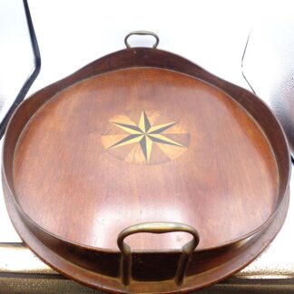 18th Century Georgian Large Oval Galleried & Brass handled Inlaid Tray