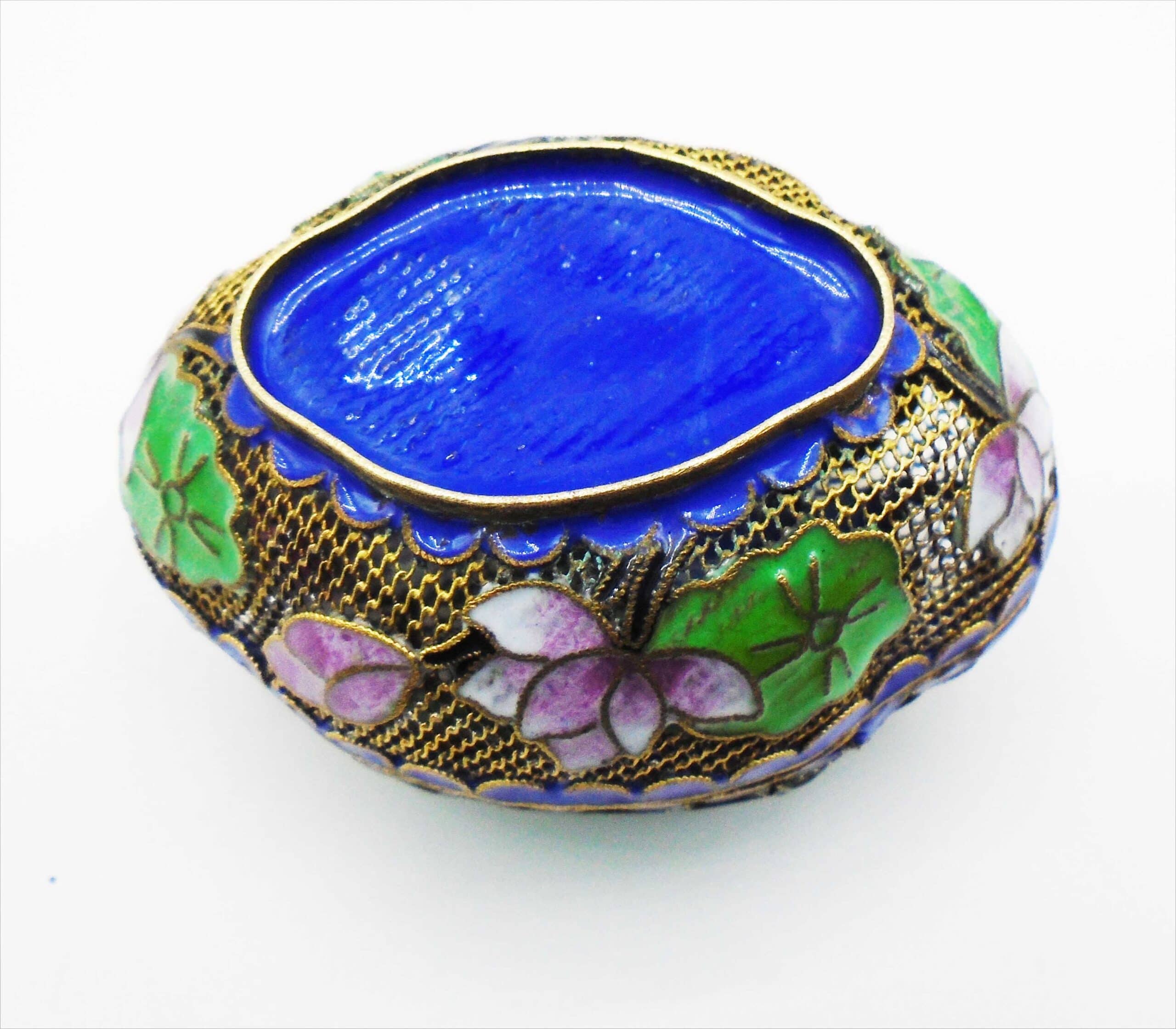 Antique Chinese Enamelled Pierced Brass Trinket Box - Image 6