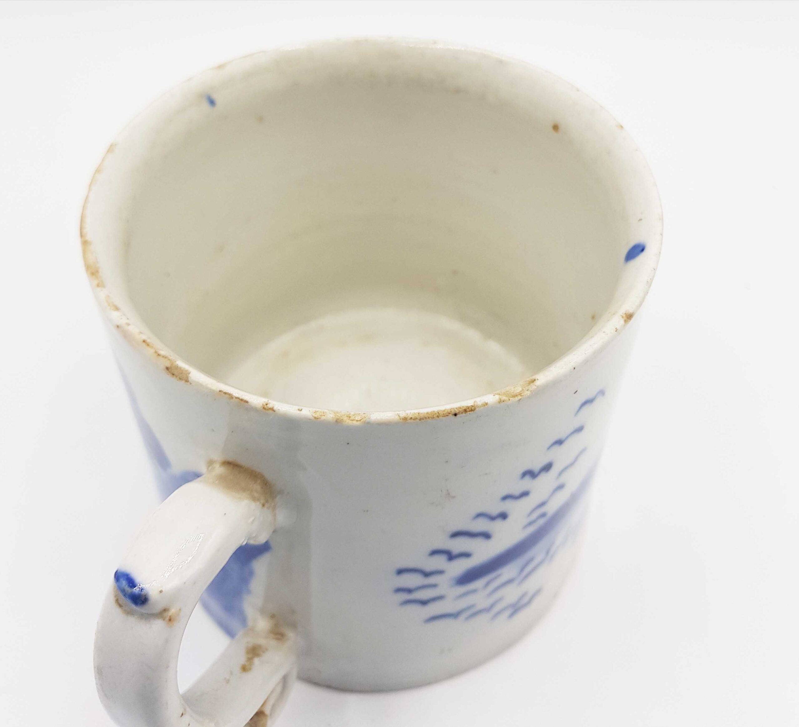 18th Century Antique Chinese Blue & White Mug With Signature - Image 4