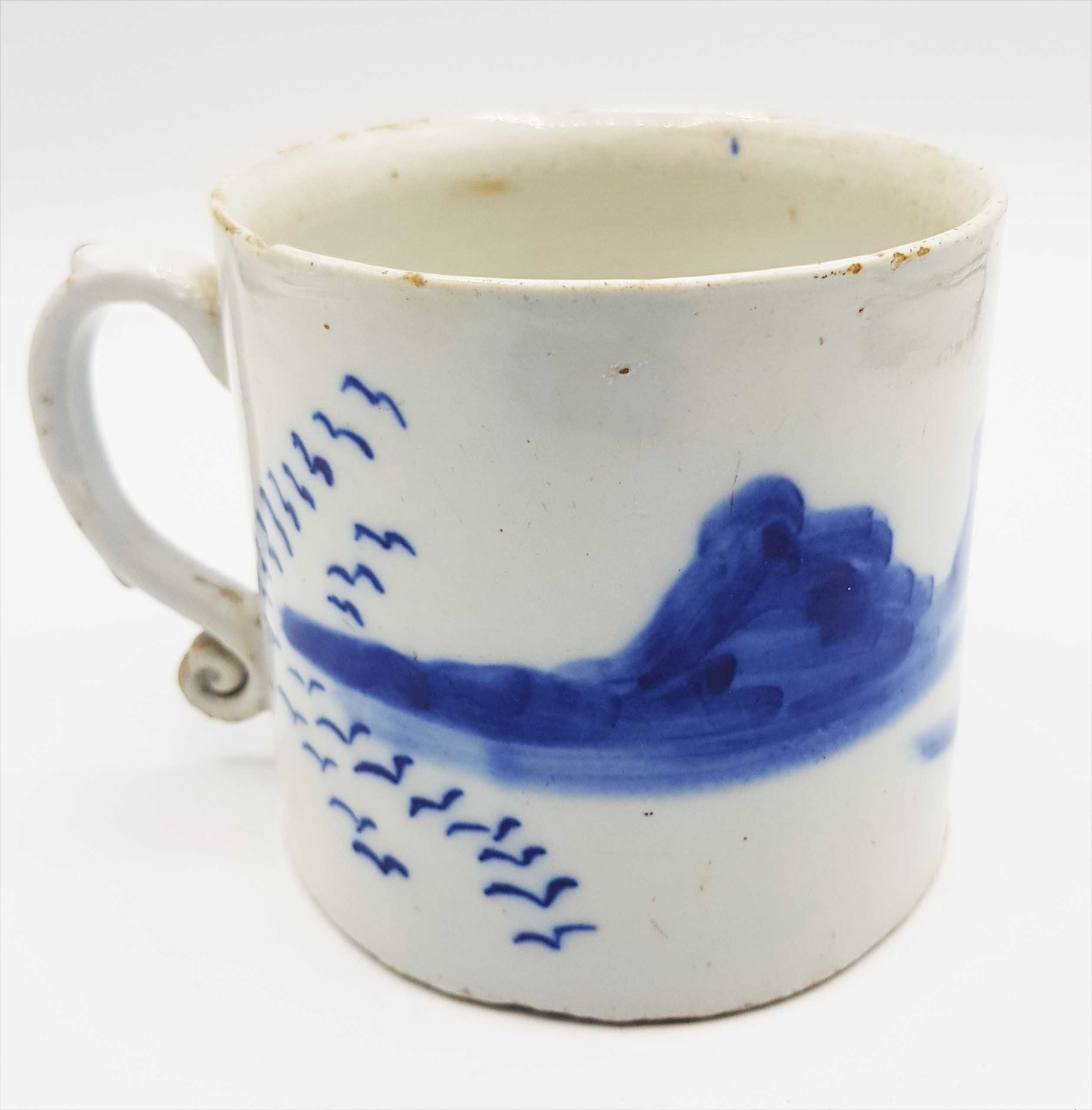 18th Century Antique Chinese Blue & White Mug With Signature - Image 2