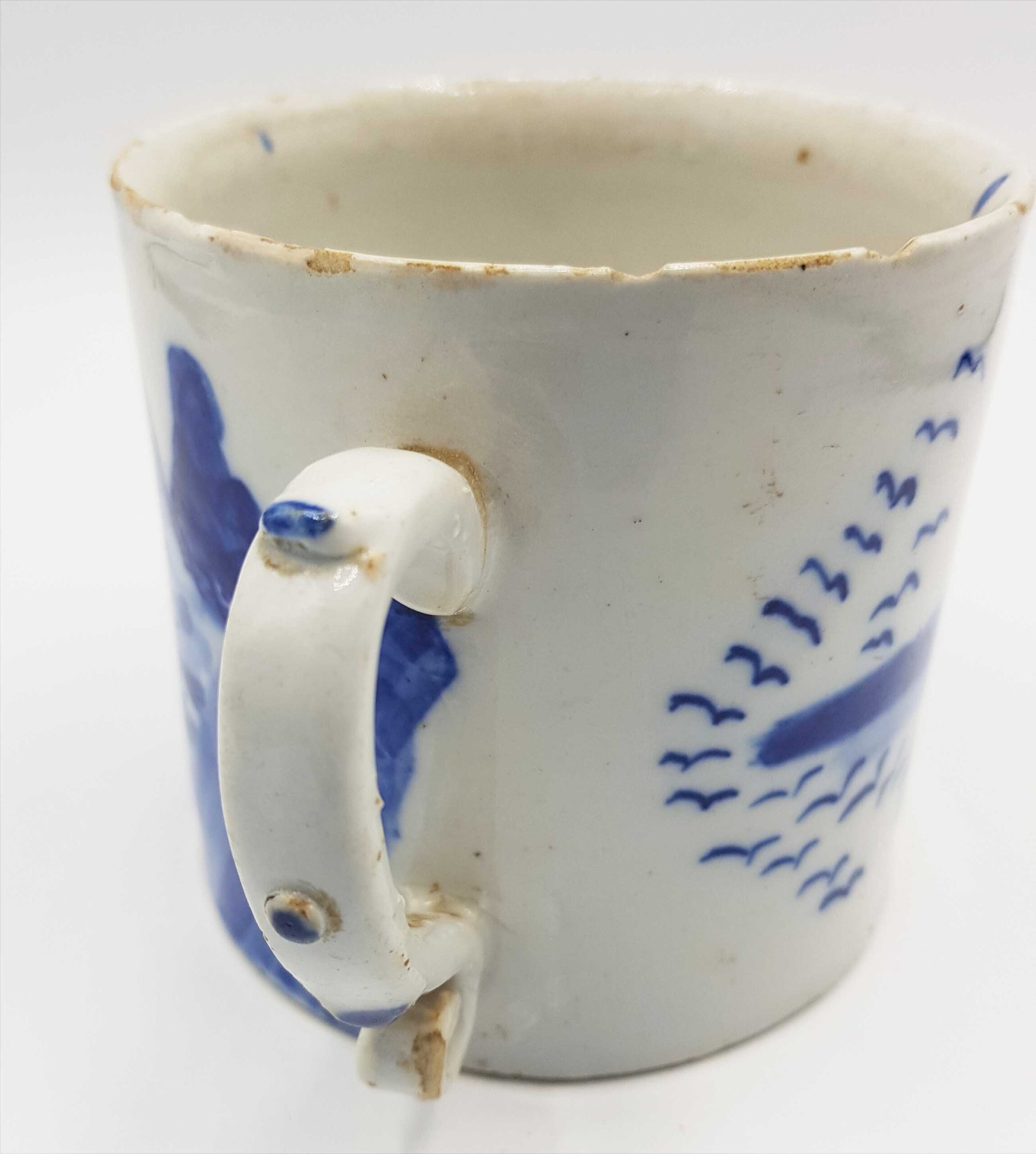 18th Century Antique Chinese Blue & White Mug With Signature - Image 3