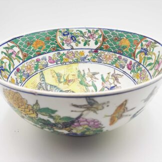 Catonese Bowl With Butterflies & Cats Plus Six Figure Character Mark
