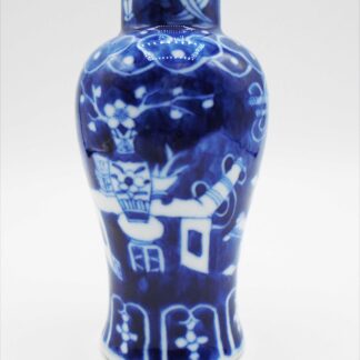 Antique Chinese 19th Century Kangxi Blue & White Baluster Vase