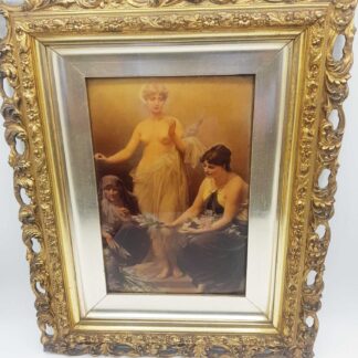 Antique Edwardian Crystoleum In Solid Gezzo Gilt Frame