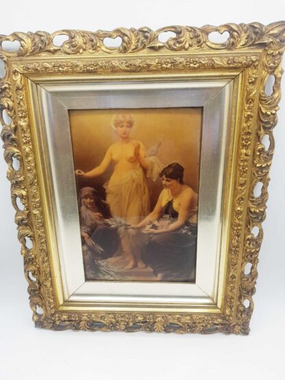 Antique Edwardian Crystoleum In Solid Gezzo Gilt Frame