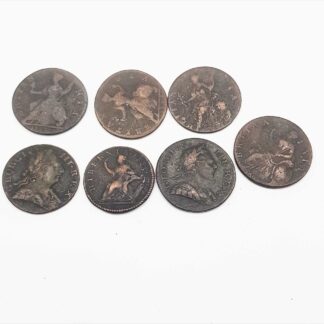 Seven (7) George III Half Penny Coins