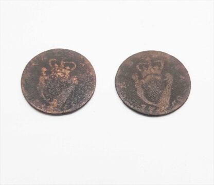 2 x 1700s Irish George III Half Penny Coins