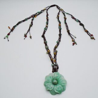 Large Jadeite Jade Pendant & Jade Beaded Necklace