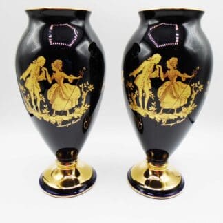 22ct Gold Gilt Decorated Pair Of Limoges Baluster Vases