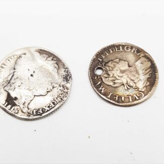 George III Silver Shilling & William IV 3d Coins