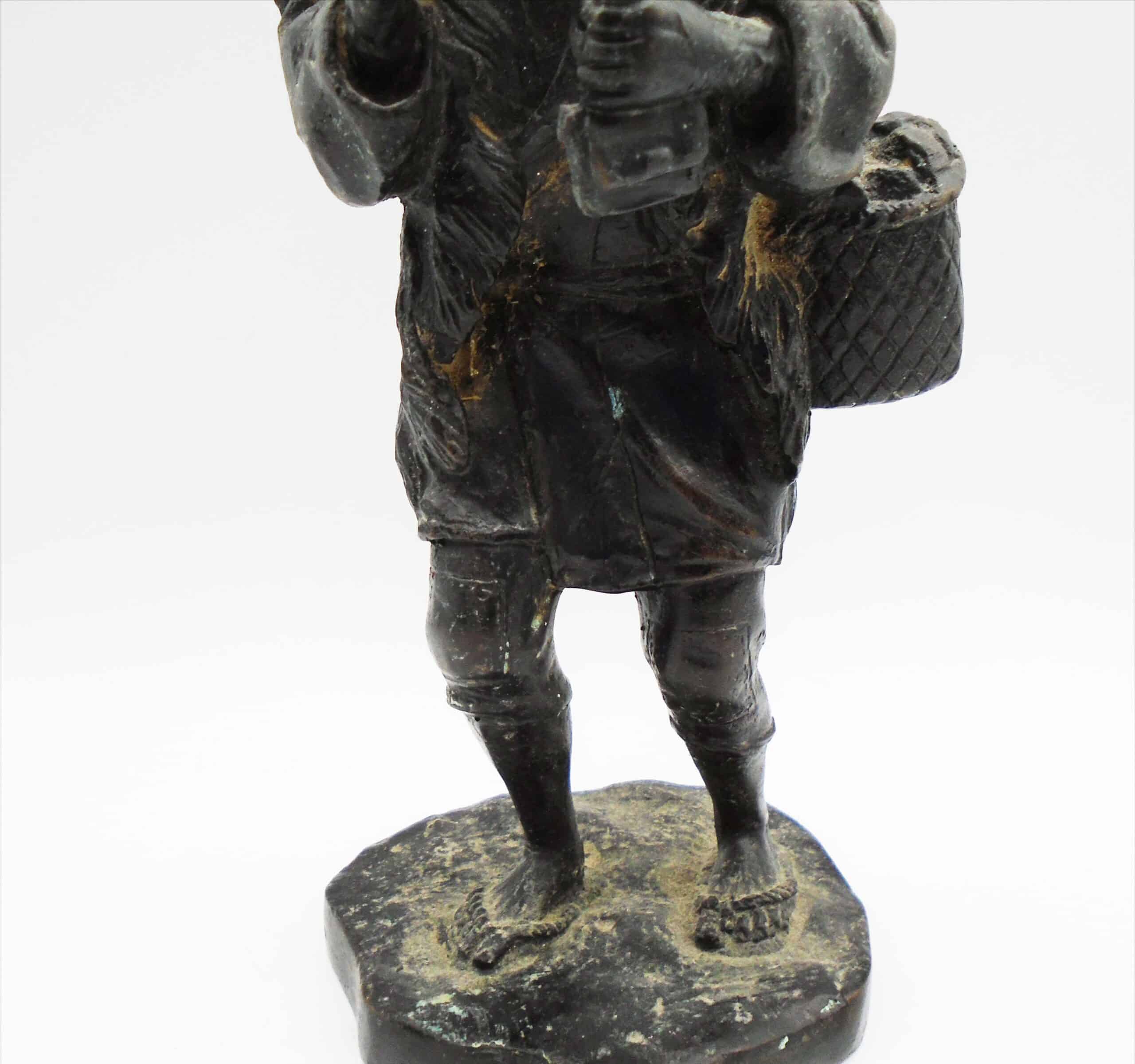 Antique Finely Carved Brass Black Stone Finish Chinese Statue - Image 3