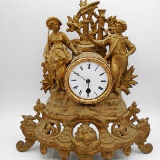 19th Century French Gilt Ornate Figurine Mantel Clock