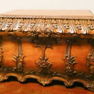Antique Mahogany Carved Bombe’ Jewellery Box