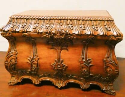 Antique Mahogany Carved Bombe’ Jewellery Box