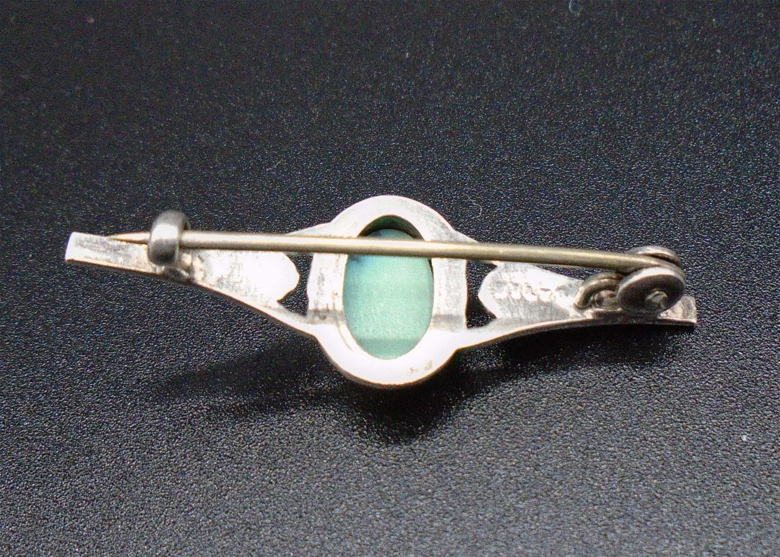 Vintage Silver Brooch With Aquamarine Coloured Stone - Image 2