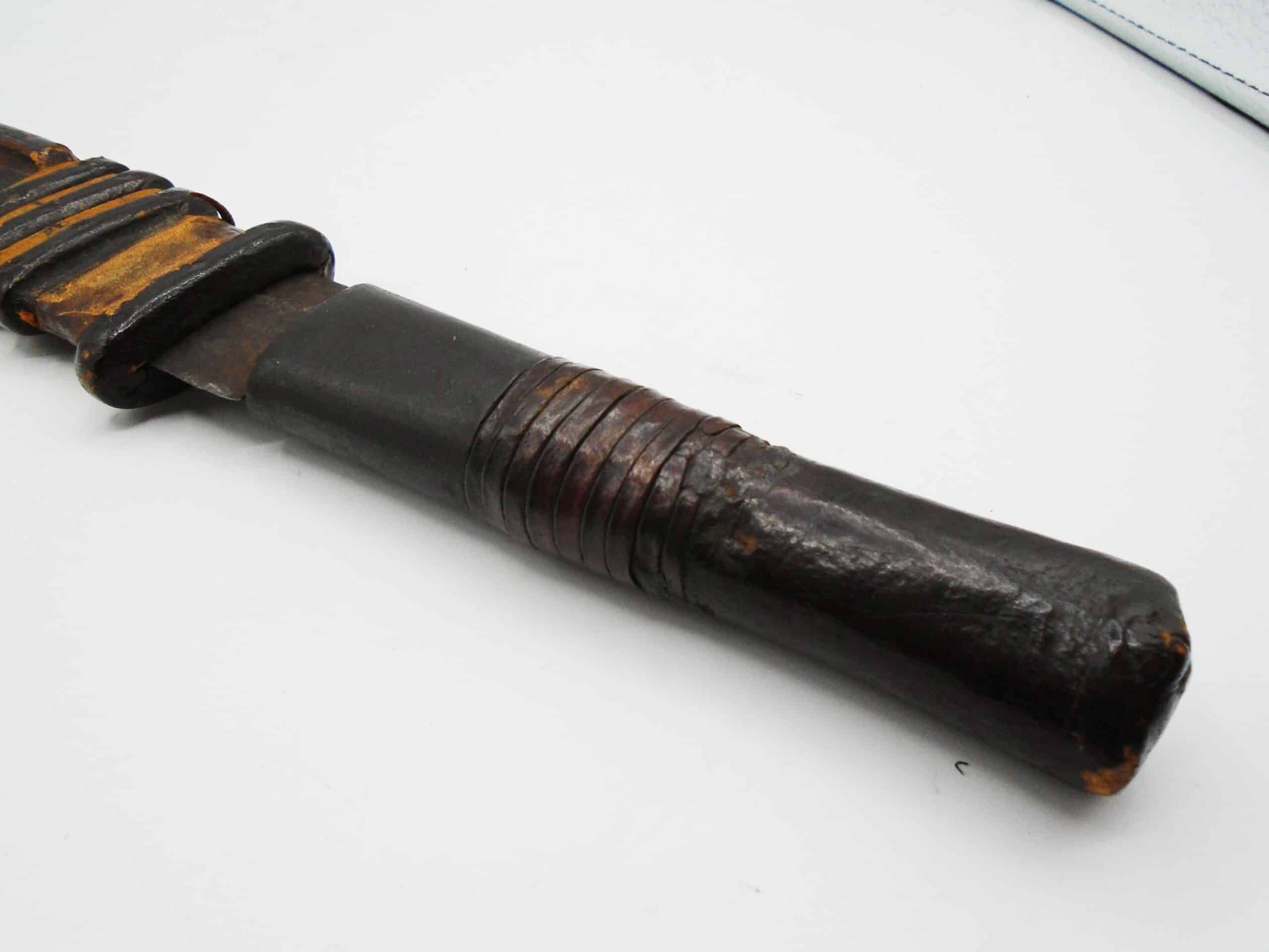 Antique Leather Handled Japanese Knife With Sheath - Image 3