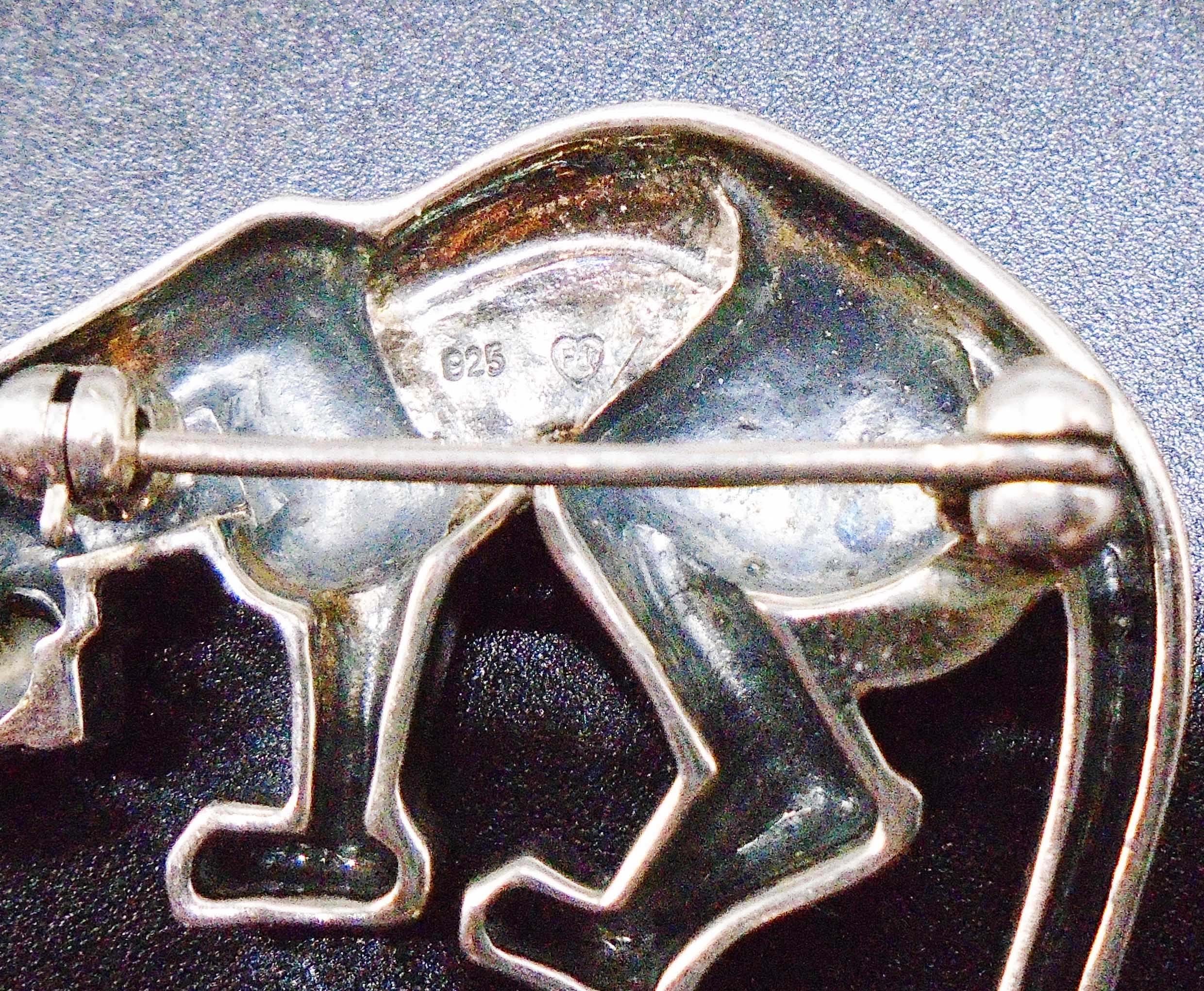 Art Deco Silver Jaguar Marcasite Brooch With Pearl & Emerald Eye - Image 7