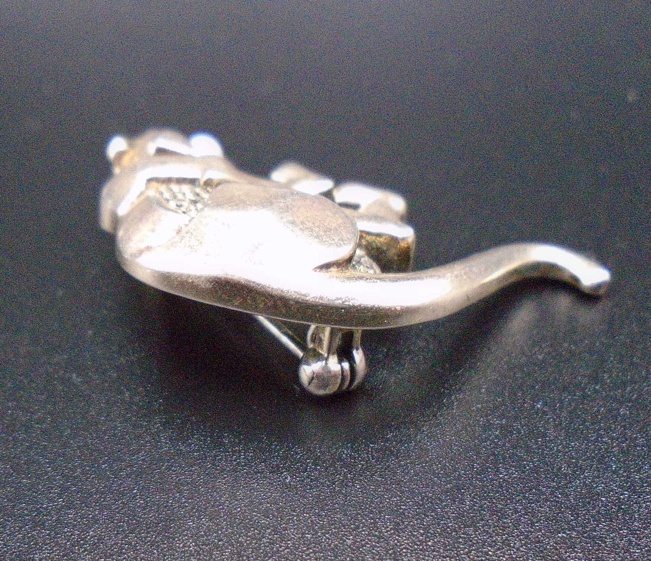 Art Deco Silver Jaguar Marcasite Brooch With Pearl & Emerald Eye - Image 5